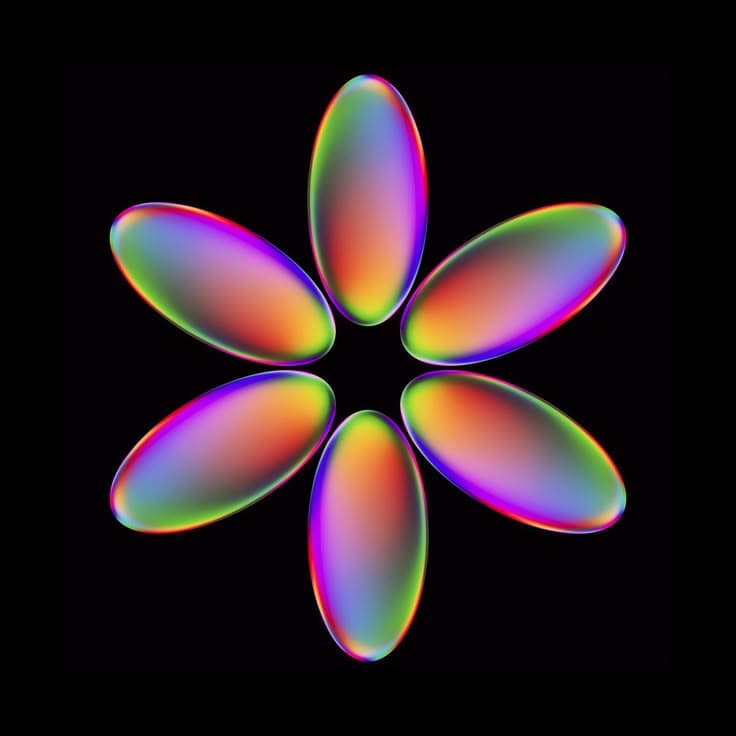 Colorful abstract flower shape with iridescent petals